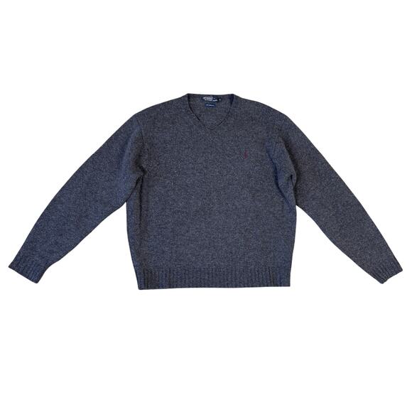 Polo Ralph Lauren 100% Lambswool V Neck Pullover Sweater US Men's XL - Picture 1 of 6